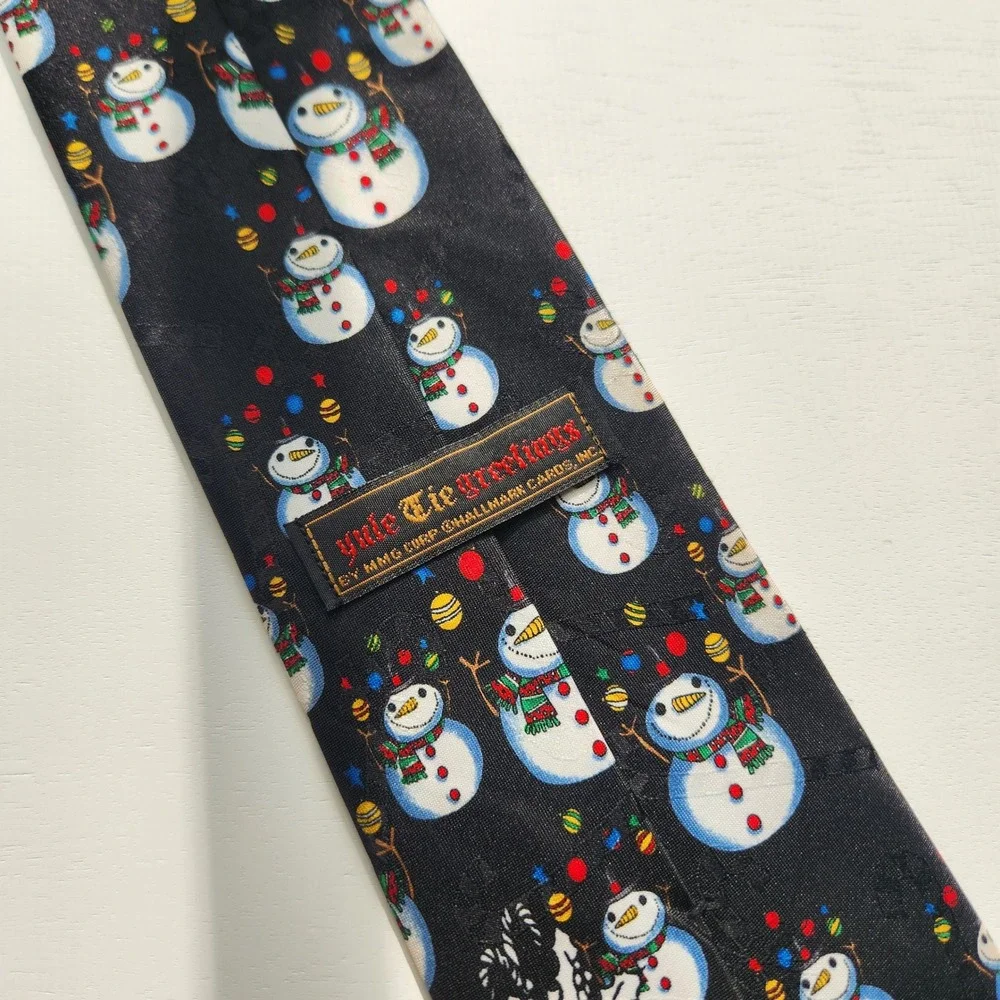Hallmark‎ Yule Tie Greetings Mens Christmas Snowman tie 59.5in